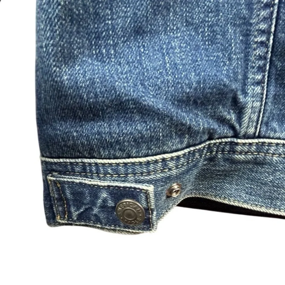 American Eagle Men's Sherpa Lined Denim Trucker Jacket Blue‎ Size M